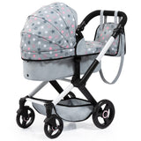 Bayer Design 17007AA Cochecito de muñeca Combi Xeo, Carro para muñecos, Bolsa, Convertible, Regulable en Altura