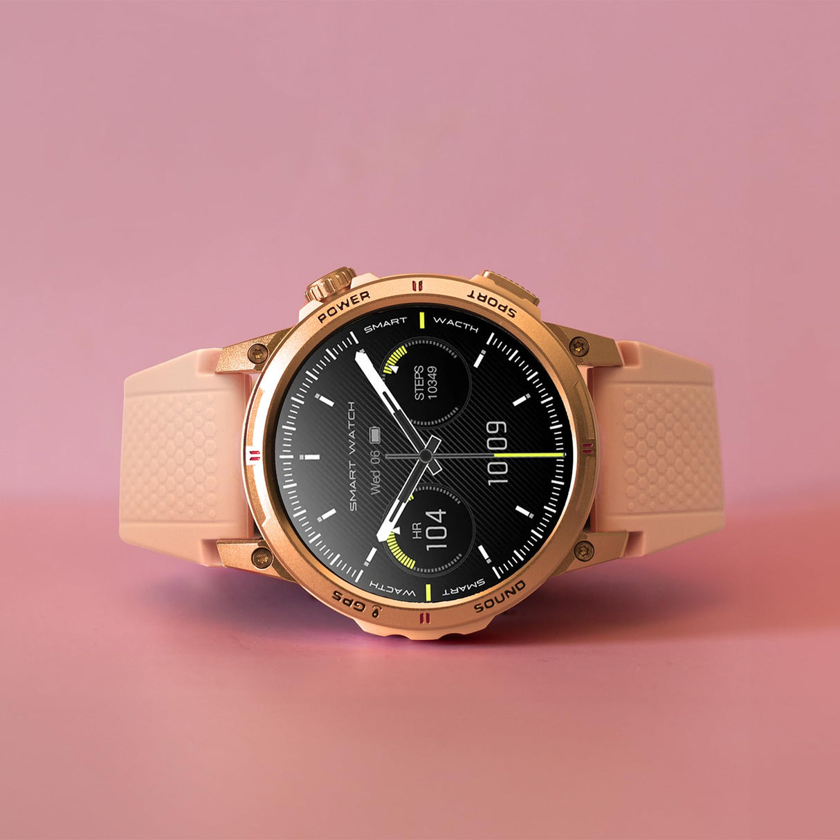Knauermann Smart 3 (2025) - Reloj Inteligente con función telefónica y función SOS, Pantalla AMOLED BT Bluetooth, apnea del sueño, Correa de Silicona Rosa, 14-24