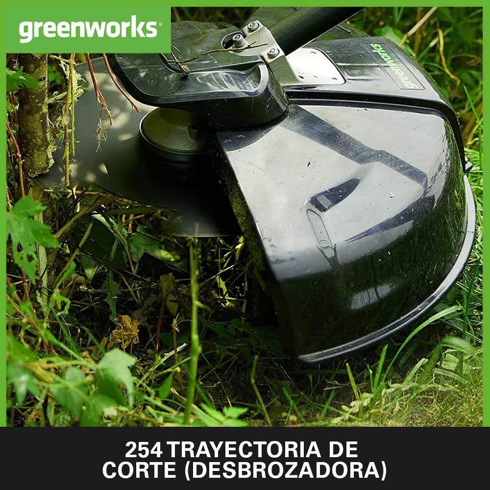 Greenworks 40V Desbrozadora a Batería, Motor sin Escobillas, Arnés, Altura Regulable, Ancho Corte 40 cm, Hilo Nylon 2 mm o Cuchilla 25 cm, 2 x Baterías 40 V y Cargador, 3 Años de Garantía GD40BCK2X