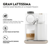 Nespresso De'Longhi Gran Lattissima EN640.W, Cafetera Automática, Cafetera de Cápsulas Monodosis, Leche Espumada Automática, Presión 19 Bares, Cappuccino, Latte, 1400W, Blanco Fresco Vitalidad