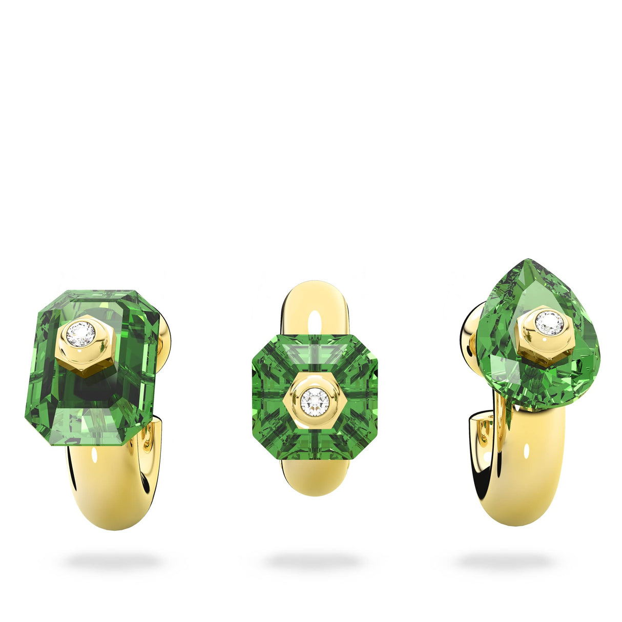 Swarovski Conjunto de Pendientes e Ear Cuffs Numinia para Mujer, Cristal Amarillo y Verde, en Baño Tono Oro, Colección Numinia de Swarovski