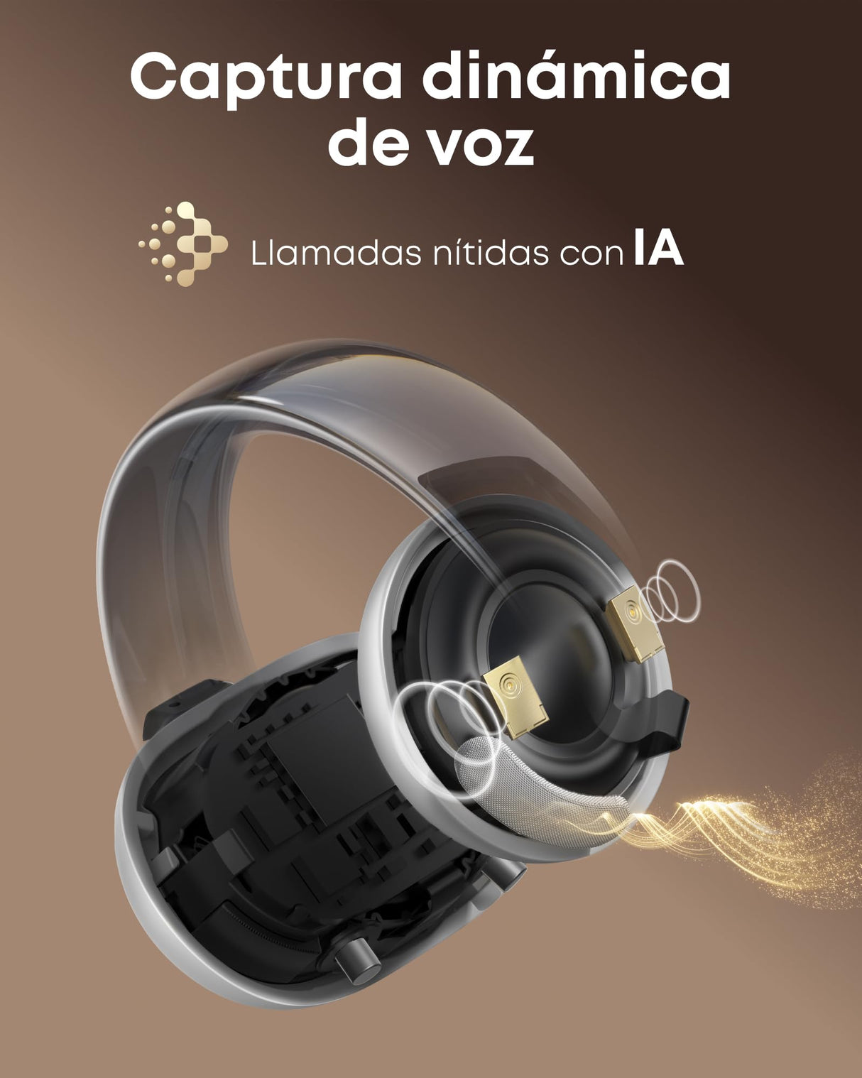 Soundcore AeroClip de Anker, Auriculares Open-Ear, Comodidad de adaptación, Llamadas nítidas con 4 micrófonos con IA, Ajuste Estable, Altavoces de 12 mm para un Sonido Claro, Forma de Anilla Abierta