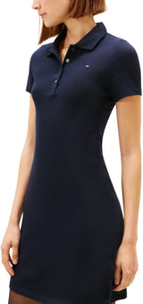 Tommy Hilfiger Vestido Tipo Polo Mujer 1985 Pique Slim Fit, Azul (Desert Sky), S