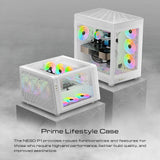 GAMDIAS RGB Dual-Chamber Tempered Glass Gaming PC Case, 2-Way Standing w/Vertical & Horizontal Orientaton & One-Touch Open Computer Case Support 420mm AIO & Huge Cable Management