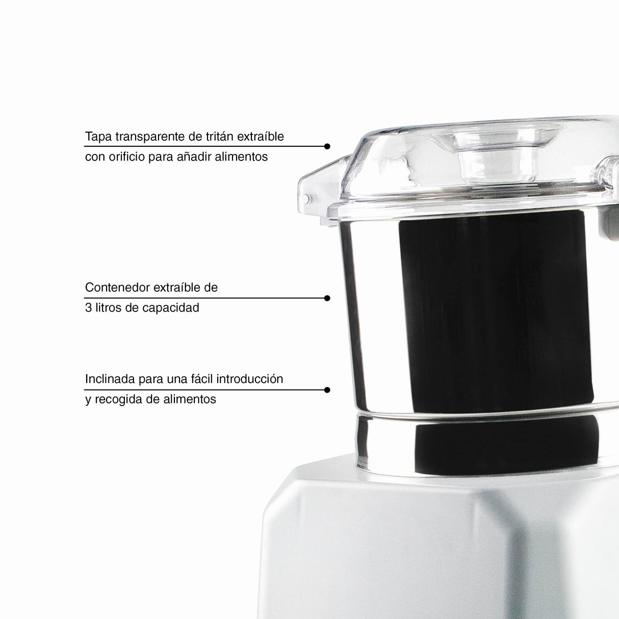 Lacor - 69490 - Picadora Profesional Quick, Picay Tritura Todo Tipo de Alimentos, 100% Seguro, Acero inoxidable, Piezas Extraíbles, Fácil Limpieza, 100% Seguro, Potencia 735 W, Capacidad 3 L