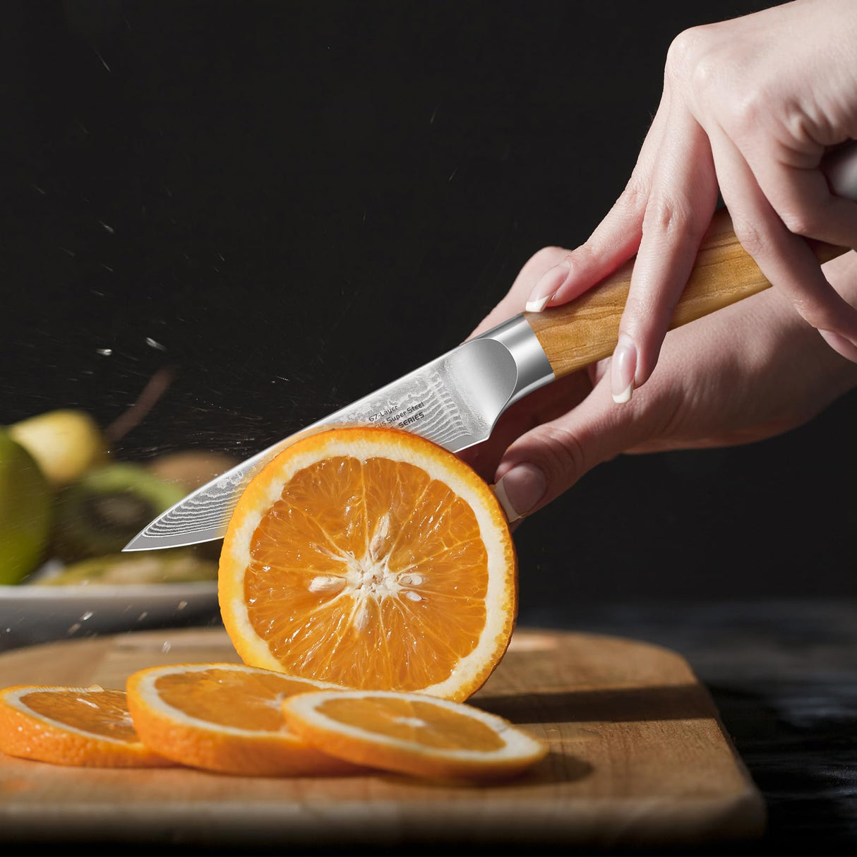 HOSHANHO Damasco Set Cuchillo 3 Piezas, Profesional Set Japoneses de Acero Damasco de 67 Capas, 20cm Cuchillo de Cocina, 18cm Cuchillo Santoku, 9.5cm Cuchillo de Fruta