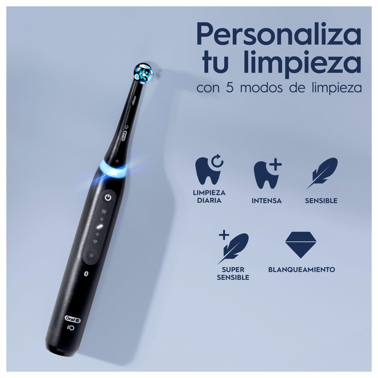 Oral-B iO 5N Cepillos de Dientes Eléctricos (Pack de 2) con Mango Recargable, 2 Cabezales y Estuche de Viaje con Cargador, Diseñado por Braun - Negro y Blanco