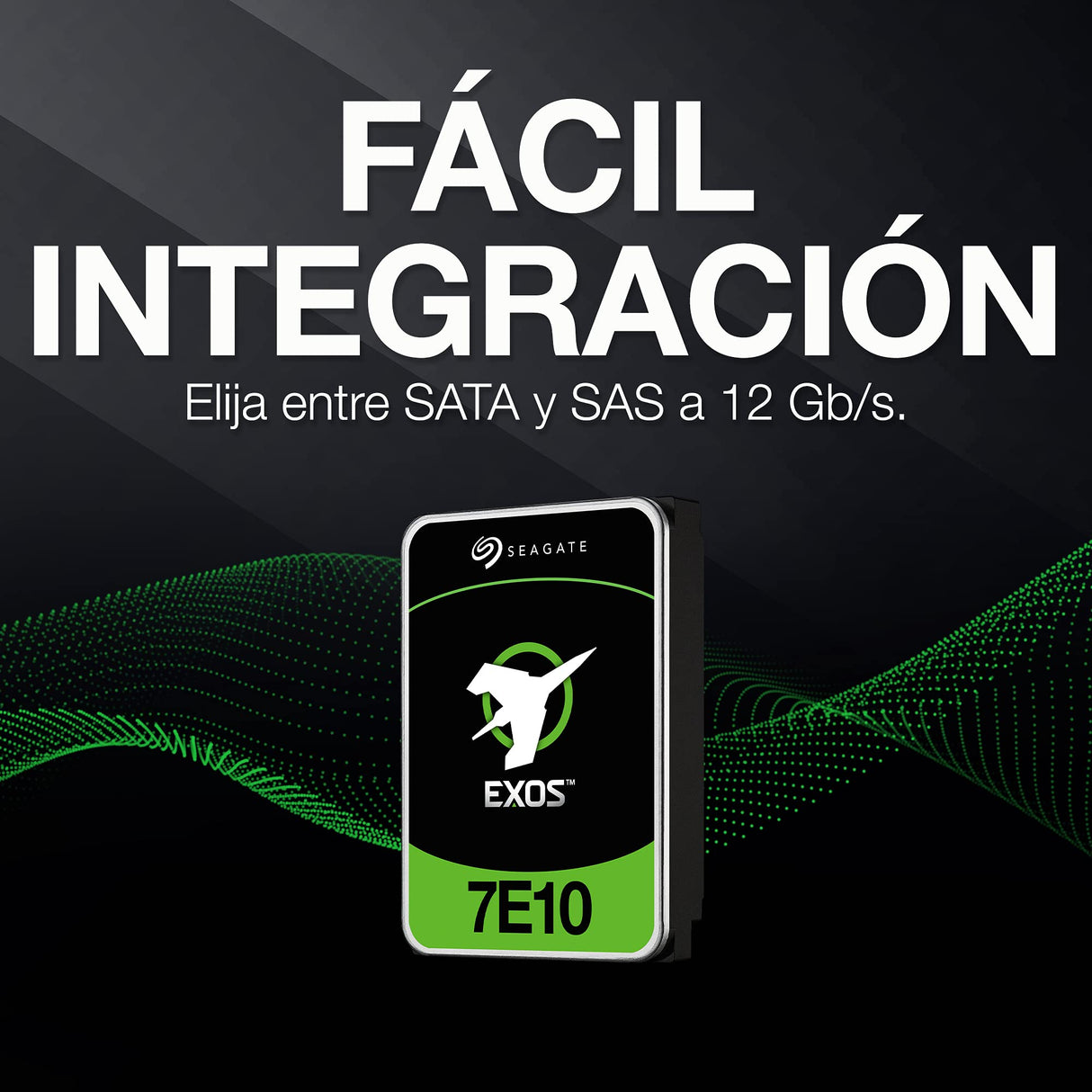 Seagate Exos 7E10, 6 TB, Unidad HDD interna - 3,5 pulgadas 4Kn SAS 6 Gb/s, 7200 r.p.m., 256 MB de caché y 2M de MTBF para empresas, centro de datos (ST6000NM004B)