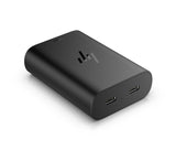 HP Cargador para portátil USB-C GAN de 65 W (Tamaño Compacto, Carga Rápida, Dos Puertos USB-C) Negro
