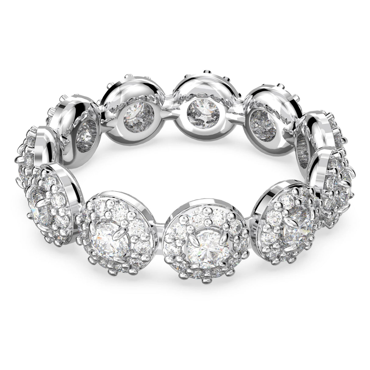 Swarovski Anillo Una Angelic, Talla redonda, Blanco, Baño de rodio