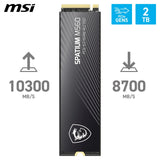MSI Spatium M560 SSD 2TB PCIe 5.0 NVMe M.2 Unidad de Estado sólido Interna, 10.300MB/s de Lectura y 8.700MB/s de Escritura, 3D NAND, Seguridad de Datos integrada, Center