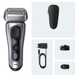Braun Afeitadora Eléctrica Hombre Series 8, Máquina De Afeitar Barba En Seco Y En Mojado Con Cabezal De Precisión y Recortadora, 60 Min De Uso, Base De Carga Y Estuche De Viaje, 8617S, Plata