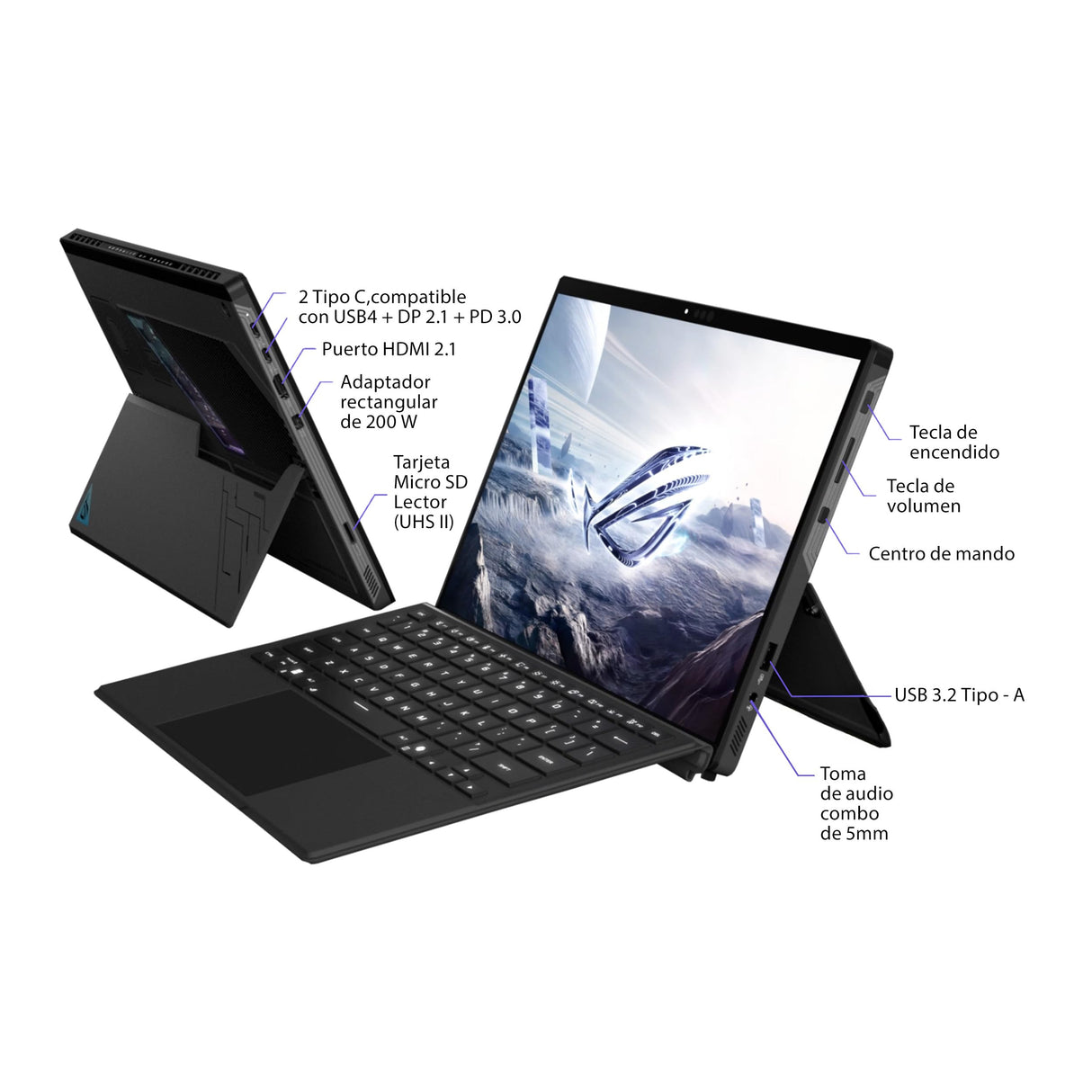 ASUS ROG Flow Z13 GZ302EA-RU087W - Ordenador Portátil Gaming de 13.4" WQXGA 180Hz (AMD Ryzen Al MAX+ 395, 32GB RAM, 1TB SSD, Radeon 8060S, Windows 11 Home) Negro - Teclado QWERTY español