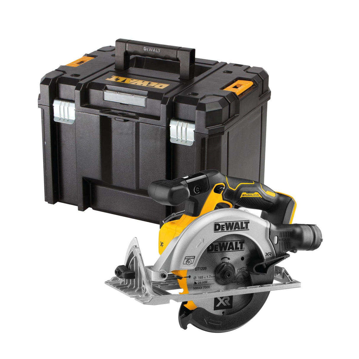 DeWalt DCS565NT-XJ Sierra Circular 18V XR, Motor sin Escobillas, LED Integrado, Hoja Metal Duro, Guía Paralela