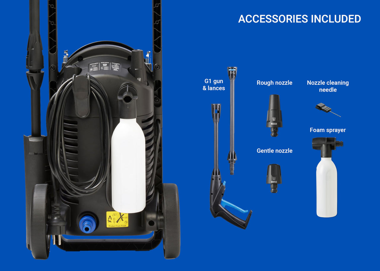Nilfisk Hidrolimpiadora de Alta Presión Core 130 Bares con PowerControl - Mini Limpiadora para Jardín, Patios y Coches (1500 W)