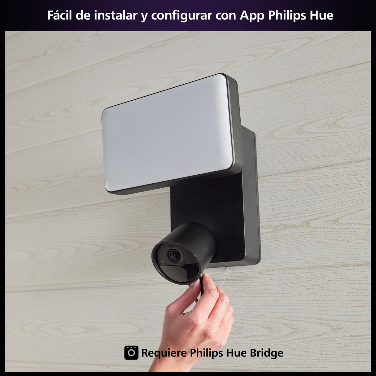 Philips Hue Secure - Cámara de Vídeo Vigilancia con Foco LED, resolución 1080p, Ideal para Exterior, fácil instalación, Audio bidireccional, Funciona con App