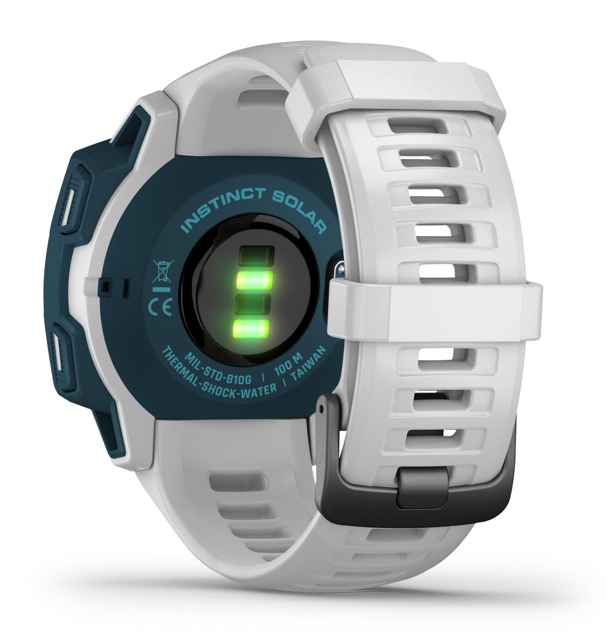 Garmin Instinct Surf Solar, Reloj inteligente con GPS resistente al agua, funciones deportivas de surf, carga solar, pulsioximetría y notificaciones del smartphone, Blanco