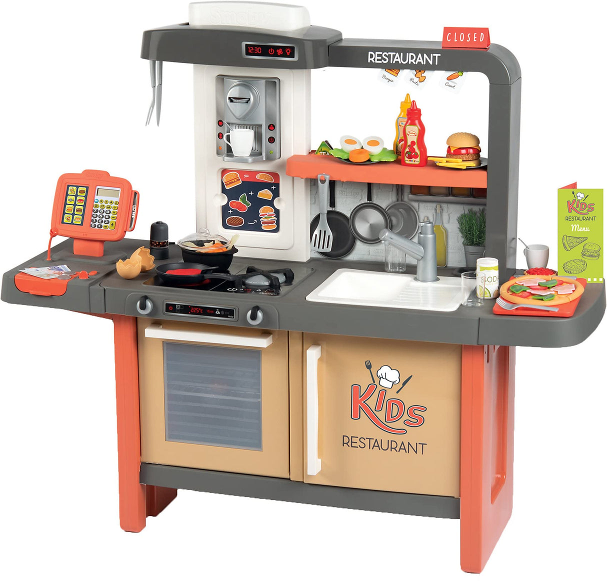 Smoby Infantil Kids Restaurant con Tres Zonas diferenciadas, INlcuye 73 accesoruios, Color (312304)