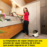 Kärcher Limpiadora de vapor SC 4 Deluxe Iron, presión de vapor: 4 bar, calentamiento: 3 min., superficie: 130 m², depósitos: 0,5 l + 1,3 l, kit suelos EasyFix, boquillas, plancha de vapor