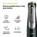 Braun Hogar Minipimer MQ 9187XLI Batidora de Mano, 1200W, vaso medidor, varillas de acero inoxidable, picadora y bol procesador de alimentos, negro