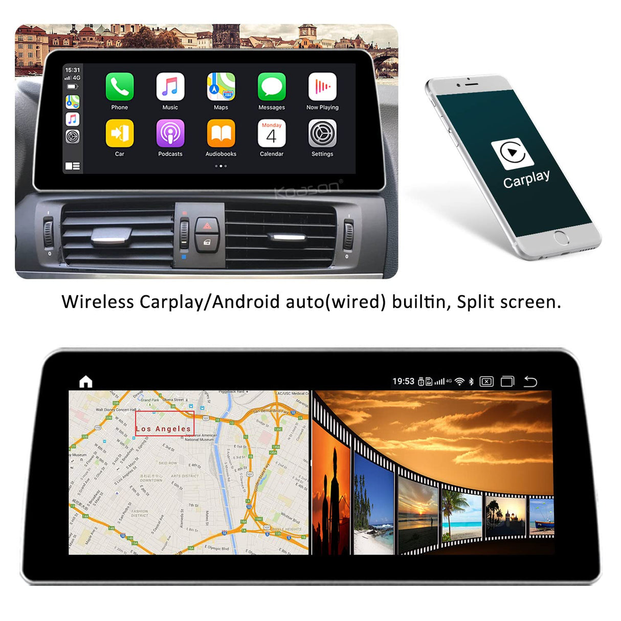 Koason 12.3inch Android12 Pantalla CarPlay GPS Reproductor Multimedia para X3 X4 F2 F26 2013-2016 Año NBT