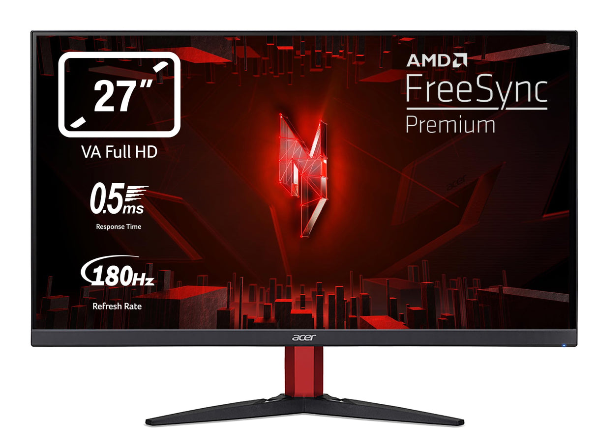 acer Nitro KG272G (60cm 27" FHD ZeroFrame IPS 200Hz 16:9 1ms/0.5ms(GTG, Min.) 250nits 2xHDMI DP MM Audio out HDR10 FreeSync Premium EU MPRII Black H.Cable x1 AMZ DI) Monitor PC Gaming, Color Negro