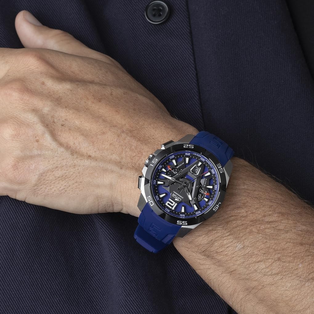 Lotus Reloj Hombre 18944/1 Vortex Caja de Acero Inoxidable 316l Plateado Correa de Caucho Azul