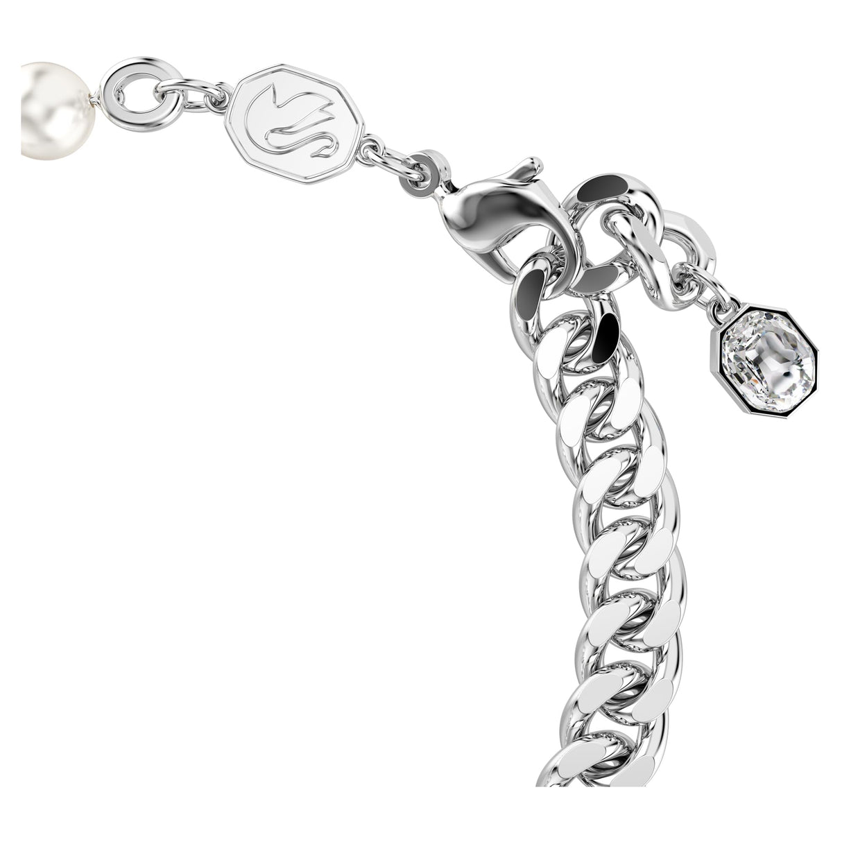 Swarovski Pulsera Dextera, Pavé, Crystal Pearl, Blanca, Baño de rodio