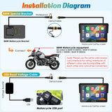 Carpuride W502B - Pantalla GPS 5 Pulgadas para Moto BMW R1200GS/R1250GS/S1000XR, CarPlay y Android Auto Inalámbrico, Pantalla Táctil Impermeable, Bluetooth Dual, Navegación Portátil para Moto