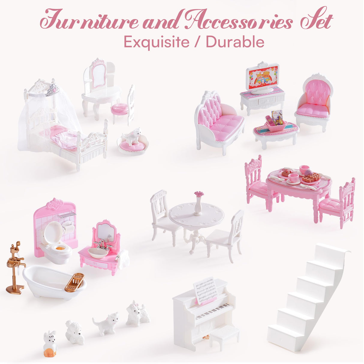 ROBUD Casa de muñecas de Madera para niños, casa de muñecas Regalo para niñas y niños de 3, 4, 5, 6 años