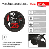EMOS Cable alargador Schuko de 25 m, Cable de extensión de Goma para Exteriores (IP44), H07RN-F3G 2,5 mm2
