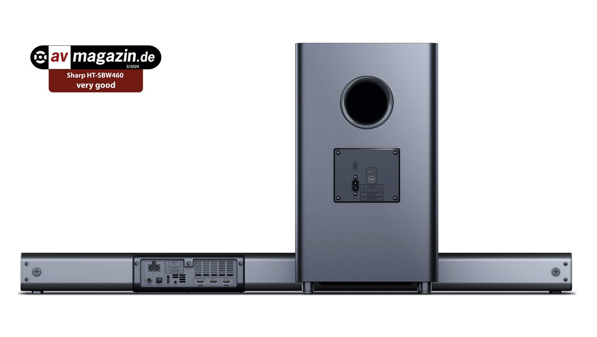 Sharp HT-SBW460, 3.1 Dolby Atmos, Barra de Sonido Envolvente Virtual 3D y subwoofer inalámbrico, Bluetooth, Experiencia 4K, HDMI ARC/CEC, Potencia máxima Total de Salida: 440w, Color Negro
