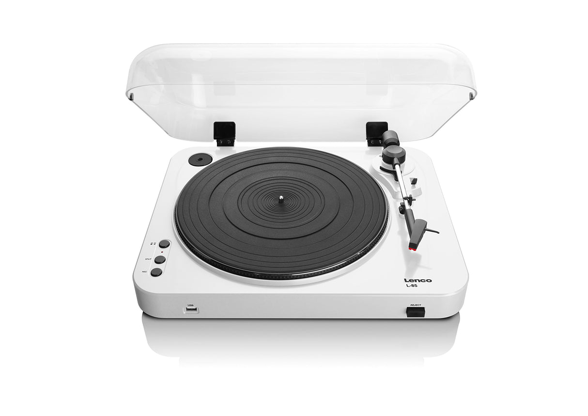 Lenco L-85 Tocadiscos con USB, Semi Automático, 33 45 RPM, Estereo, 12W, Blanco