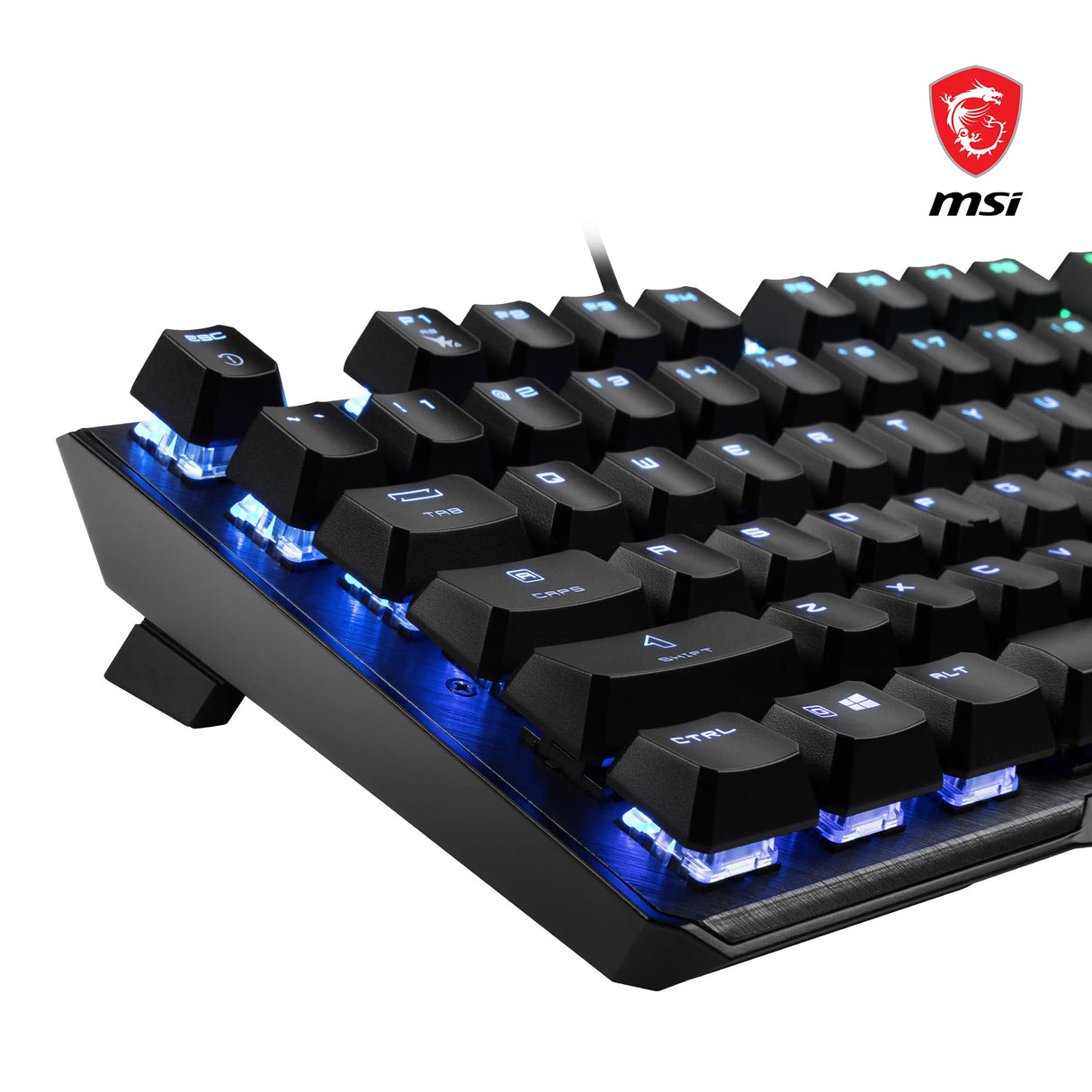 MSI Vigor GK50 Elite Box White Teclado Gaming Mecánico AZERTY FR, Switches Clicky, Ergonómicos, Acabado Metal Cepillado, Base Antideslizante, RGB por Tecla Mystic Light, USB 2.0 -Tamaño Completo