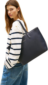 Tommy Hilfiger Bolso Tote Mujer Logotape con cremallera, Azul (Space Blue Corp), Talla Única