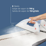 DI4 Centro de Planchado Jet Pressing Healthy 8B, 2600W, Golpe de Vapor 700gr, Vapor Continuo 150gr/min, Elimina 99,99% de Virus y Bacterias, Tecnología SmartCare, Suela 4D PROslide, Blanco