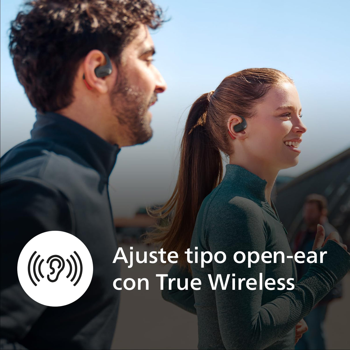 Philips TAA6709: Auriculares Deportivos Open Ear con Bluetooth y tecnología True Wireless - Negro