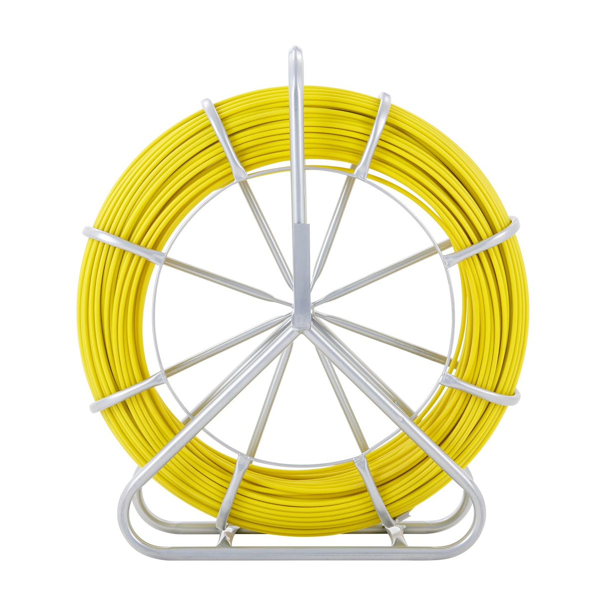VEVOR Cinta para pescar de fibra de vidrio, 182,9 m, 8 mm, extractor de alambre para cinta de pescar, varilla para correr cables con soporte de carrete de acero, 3 cabezales de tracción