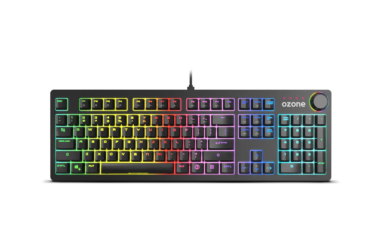 Ozone Gaming OZSTRIKEBACKSP Gear Strikeback, Teclado Mecánico, Switches Mecánicos Kailh Red, Iluminacion LED RGB Spectra, 18 Modos de Illuminación, Silencioso, Numérico, Layout Español, Negro