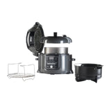 Ninja Foodi Olla eléctrica multifunción, 6 l, 7 funciones en 1, Olla a presión, Freír con aire, Cocción lenta, Parrilla y más, en acero galvanizado y negro, OP300EU