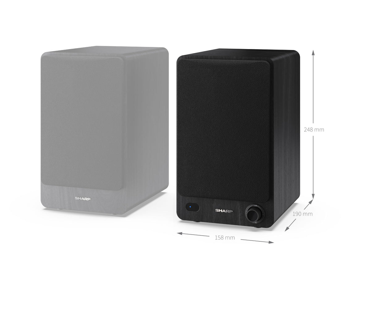 Sharp CP-SS30(BK) Pareja Altavoces estantería Activos 2vías, 60W RMS (2x30W) Carcasa Madera, Bluetooth v5.0, USB, óptica, Auxiliar, RCA, Ajuste Graves y Agudos, Rejilla extraíble, Mando a Distancia.