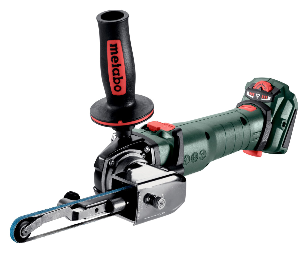 metabo Limas de cinta con batería BFVB LTX BL 90-18V, ancho de banda de lijado de 6 a 19 mm, motor sin escobillas, velocidad variable, brazo de lijado fino, trabajo en metal, para un lijado preciso