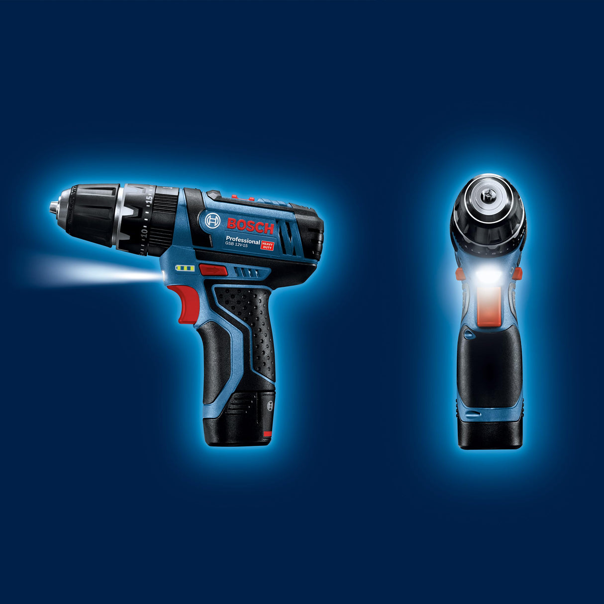 Bosch Professional 12V System GSB 12V-15 - Taladro percutor a batería (30 Nm, 1300 rpm, 2 baterías x 2.0 Ah, set 39 accesorios, en maletín de lona) - Amazon Exclusive