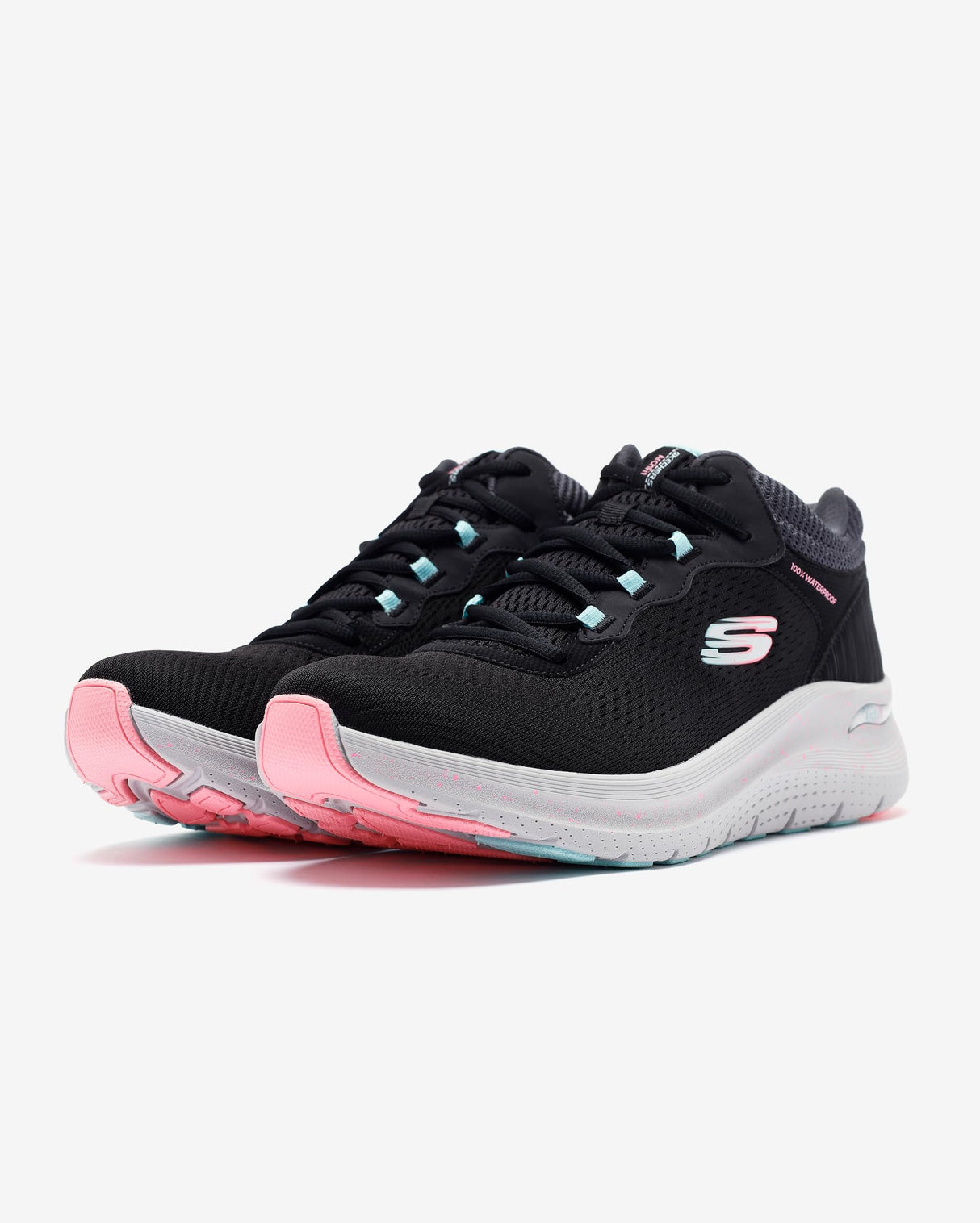 Skechers Arch Fit 2.0 Rainy Days, Zapatillas Mujer, Black Mesh/Multi Trim, 37 EU