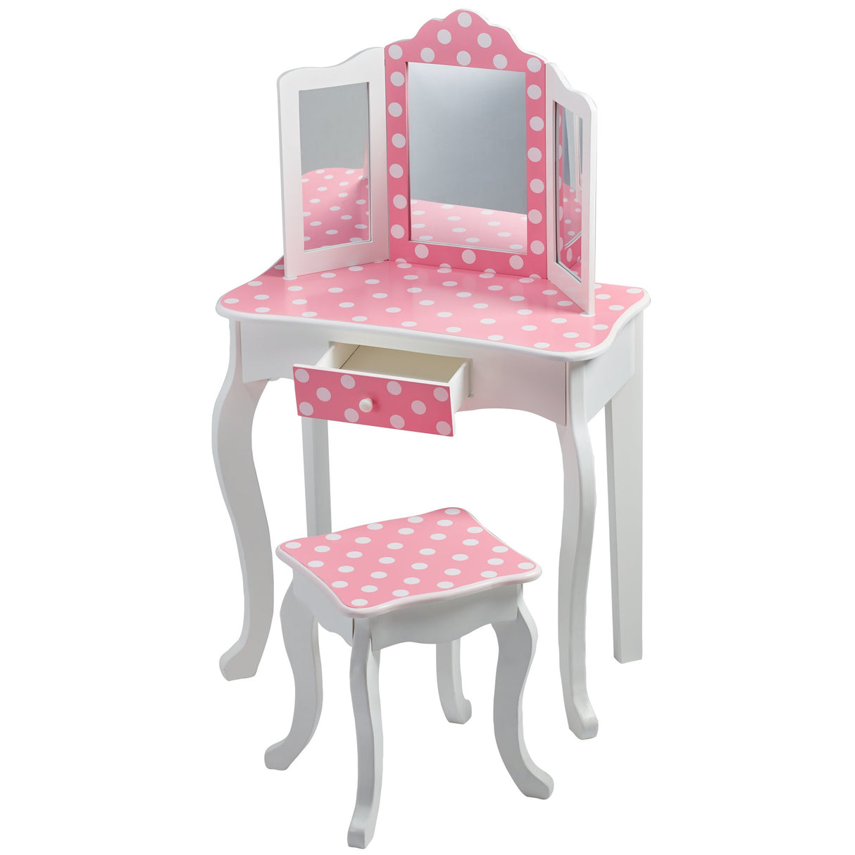 Mesa de Tocador Rosa de Madera con Espejo y Taburete de Teamson Kids TD-11670F