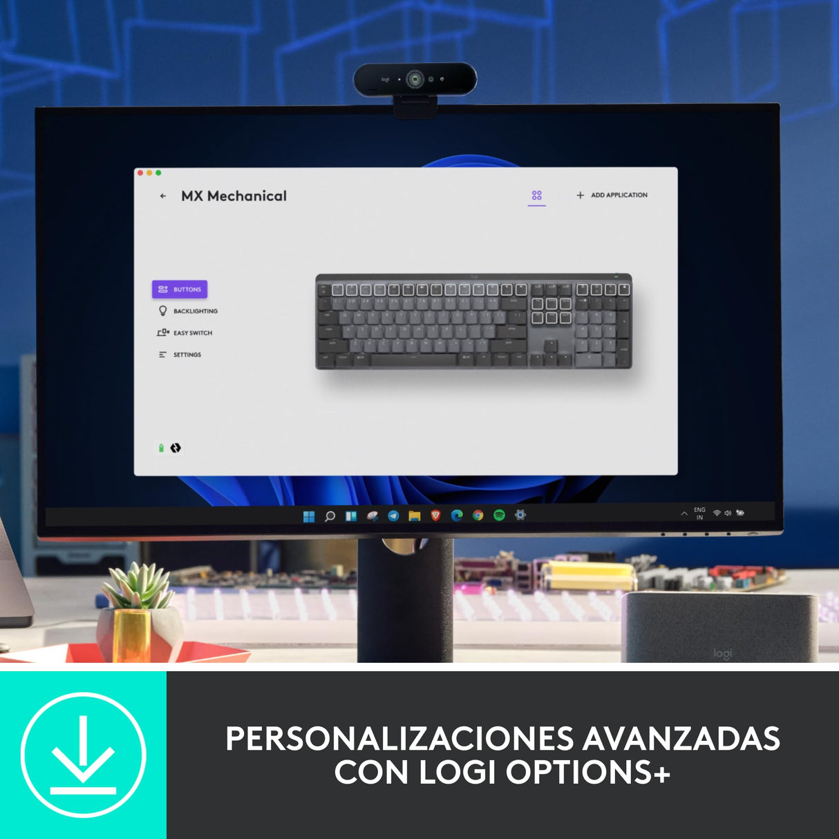 Logitech MX Teclado mecánico inalámbrico iluminado performance, teclas retroiluminadas, Bluetooth, USB-C, macOS, Windows, Linux, iOS, Android, Metal, US internacional QWERTY, Gris
