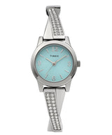 Timex Main Street TW2Y39400 - Reloj de Mujer 25 mm, Brazalete Extensible de Acero Inoxidable en Tono Plateado, Esfera Azul y Caja en Tono Plateado