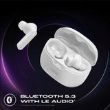 JBL Auriculares Tune Beam In-Ear, inalámbricos, resistentes al agua, cancelación de ruido y tecnología de 4 micrófonos, con batería de hasta 48 horas de duración, en blanco