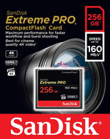 SanDisk Extreme Pro 256 GB 160 MB/s CompactFlash Memory Card - Black/Gold/Red, SDCFXPS-256G-X46