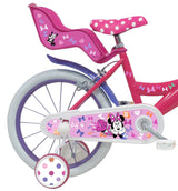 A.T.L.A.S. Bicicleta Infantil de 16 Pulgadas para niña, Disney + Casco Minnie Incluido niños, Rosa y Blanco idéntico a Las Fotos, 16''